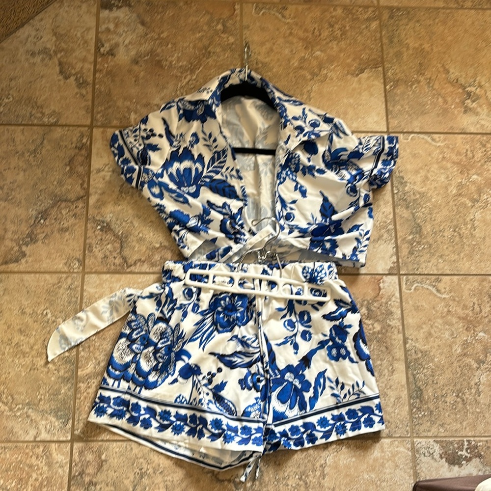 Blue & White Two Piece Set